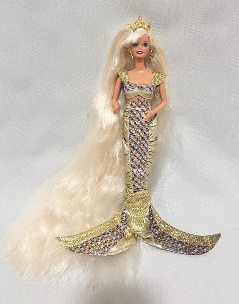 Vintage Mattel Barbie Jewel Hair Mermaid Doll w/ Crown & Earrings 1995