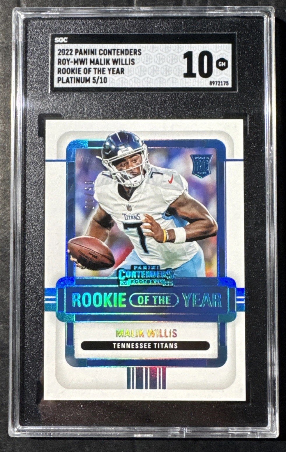 2022 Panini Contenders MALIK WILLIS RC 5/10 Rookie of the Year #ROY-MWI SGC 10 2022 Panini Contenders MALIK WILLIS RC 5/10 Rookie of the Year #ROY-MWI SGC 10