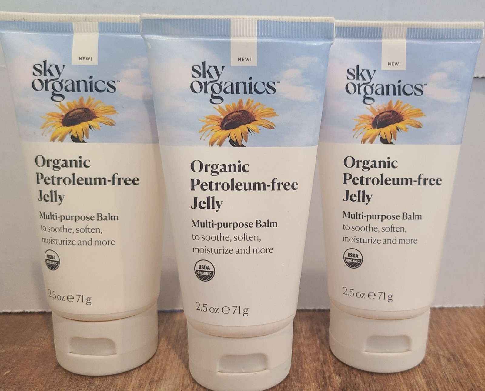 3 Sky Organics Petroleum-free Jelly Multi-Purpose Balm 2.5 fl oz Soothe Beeswax