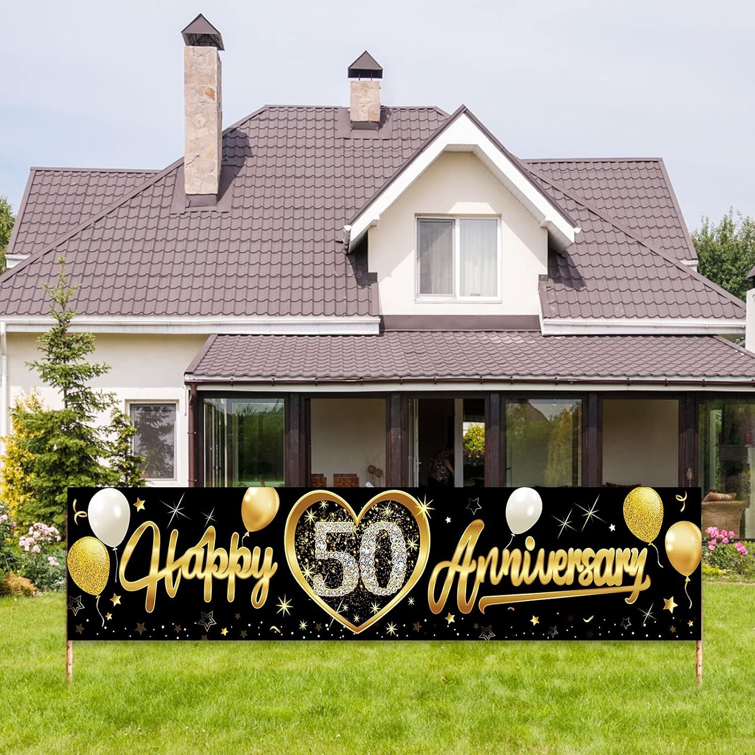 Happy 50th Wedding Anniversary Banner Decorations Black Gold 50th Anniversary Happy 50th Wedding Anniversary Banner Decorations Black Gold 50th Anniversary
