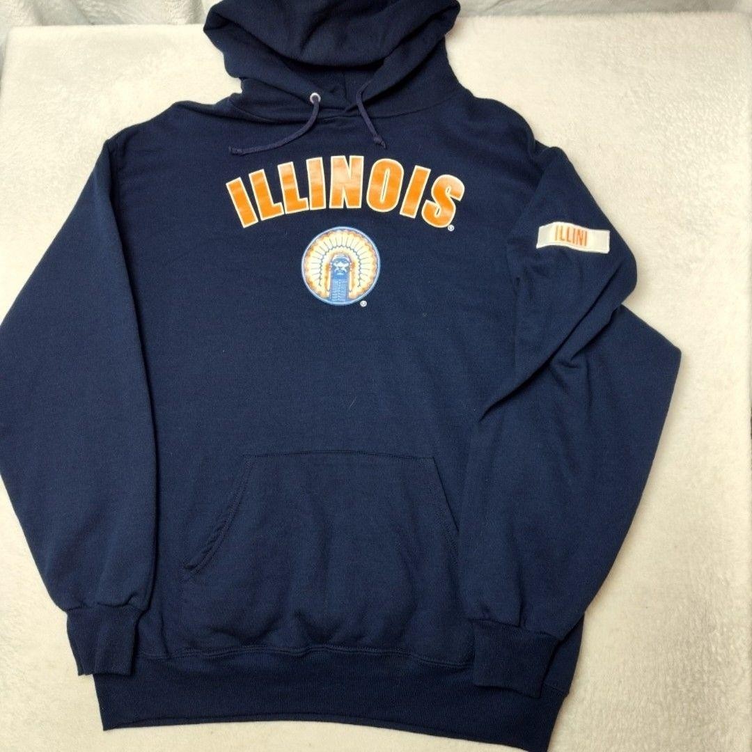 Vintage Illinois Fighting Illini Sweatshirt Mens L Blue Pullover Chief Illiniwek