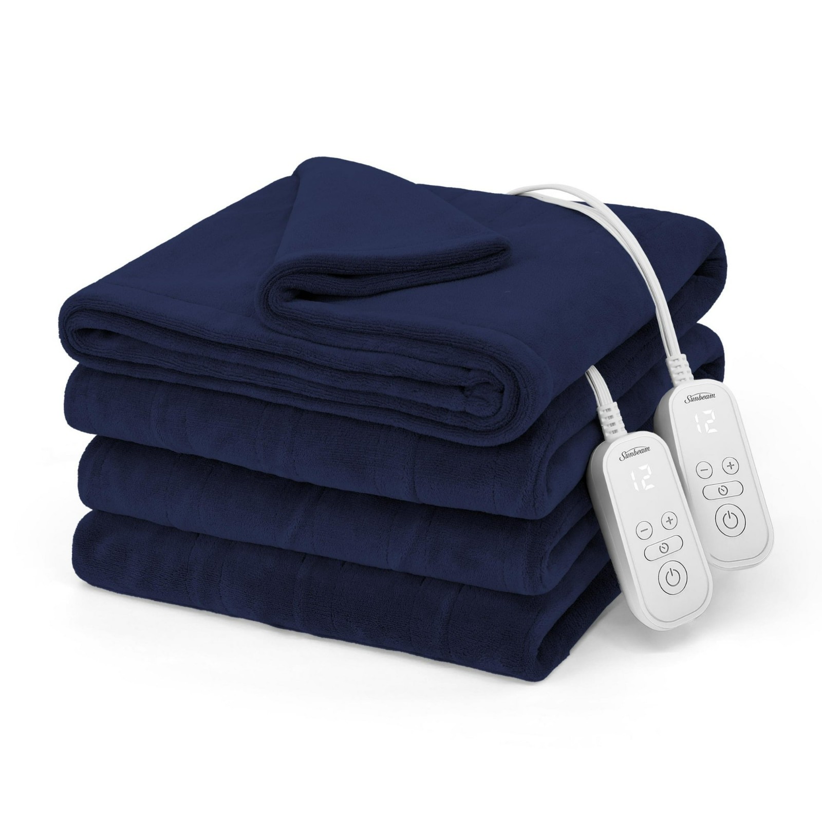 Sunbeam Queen Heated Electric Blanket Navy 90 x 84 in 12 Heat Settings Sunbeam Queen Heated Electric Blanket Navy 90 x 84 in 12 Heat Settings