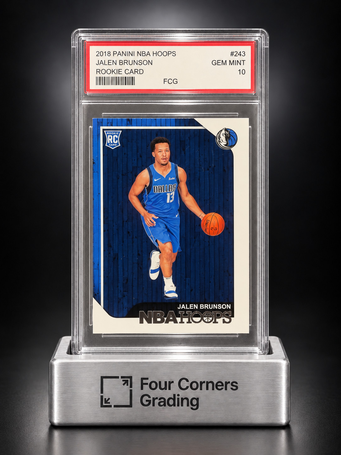 2018 Panini NBA Hoops Jalen Brunson Rookie RC #243 Graded 10 Gem Mint Knicks 2018 Panini NBA Hoops Jalen Brunson Rookie RC #243 Graded 10 Gem Mint Knicks