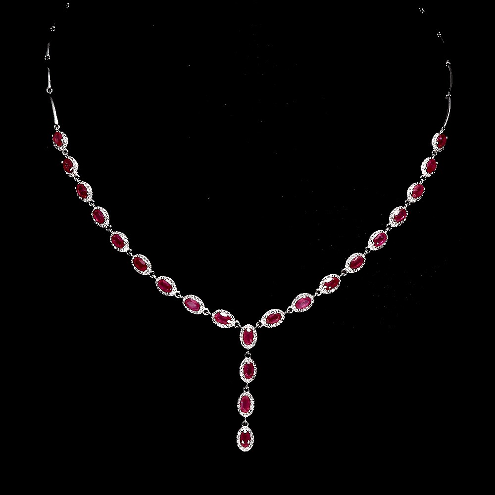 925 Sterling Silver Necklace Oval Ruby 5x3mm Natural Gemstone Jewelry 19.5incges