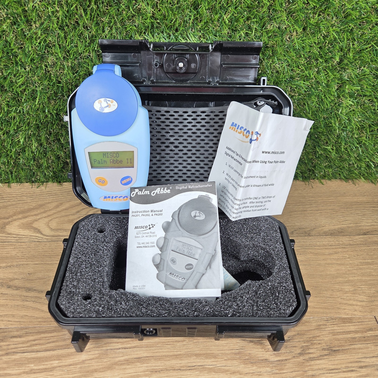 MISCO Palm Abbe PA201 Digital Handheld Refractometer Kit Case Manual Testing