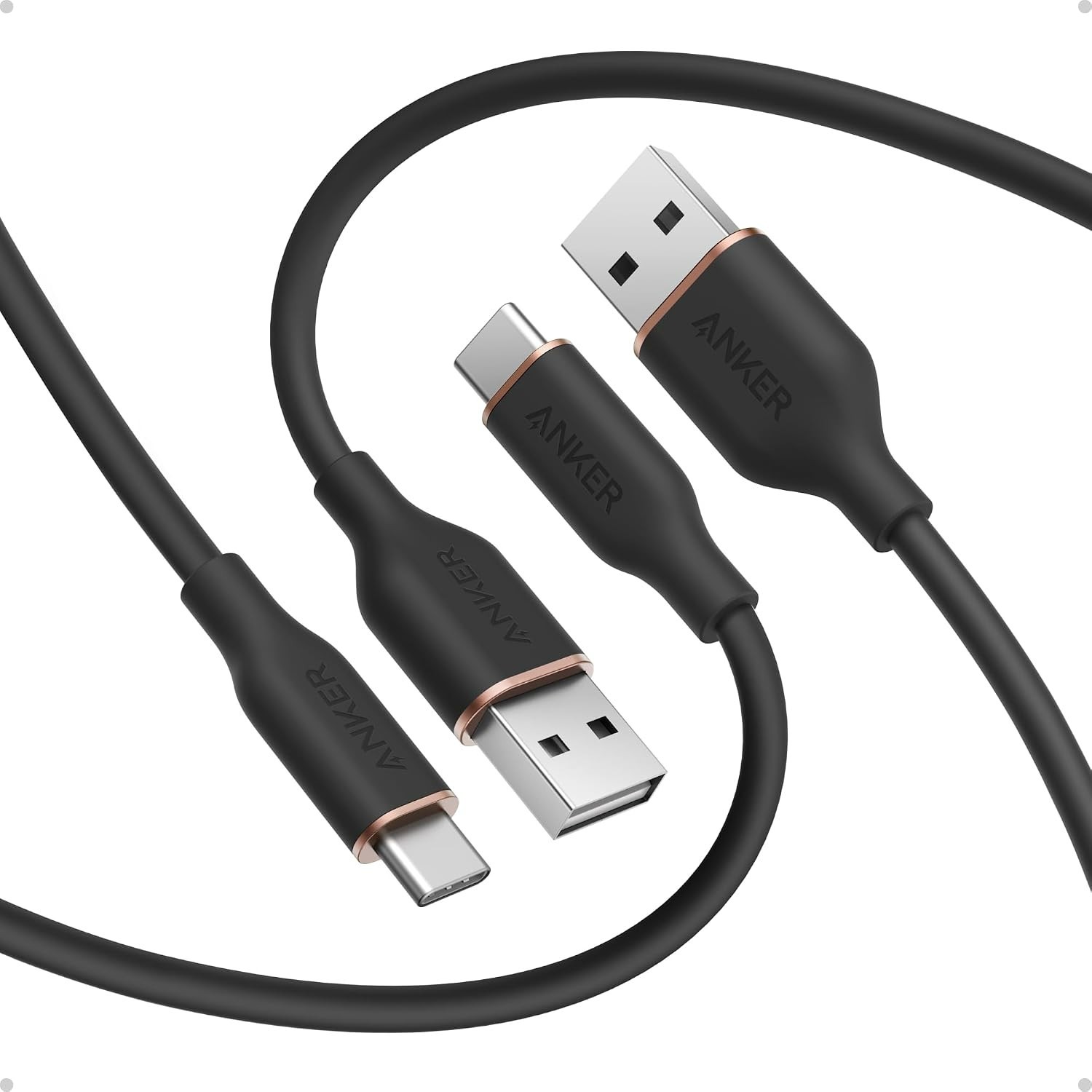 Anker USB-A to USB-C 15W 6 ft Black USB-IF Certified Cable - Silicone (2-Pack)