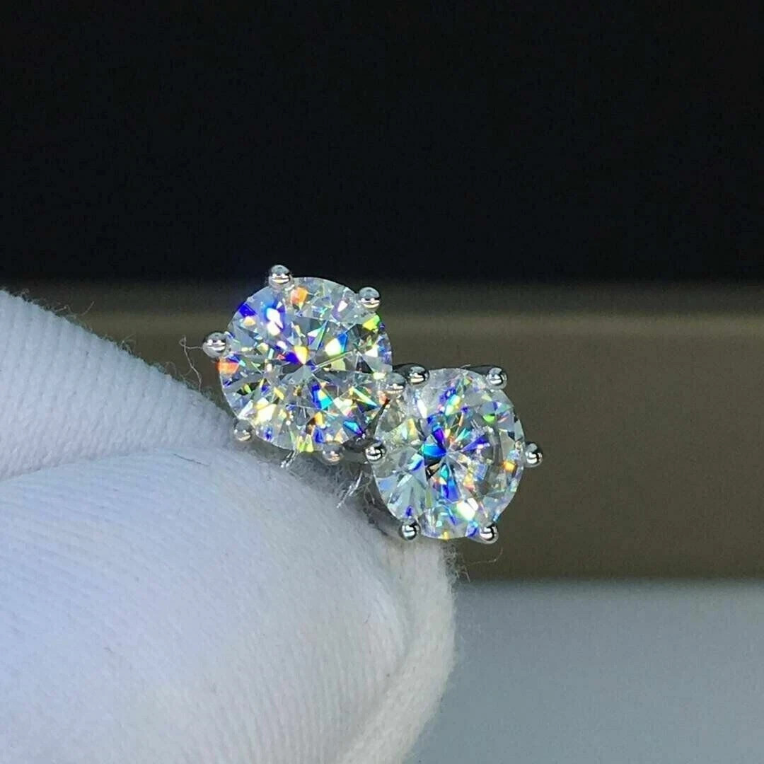 2Ct Round Cut Lab Created Diamond Solitaire Stud Earrings 14K White Gold Plated 2Ct Round Cut Lab Created Diamond Solitaire Stud Earrings 14K White Gold Plated