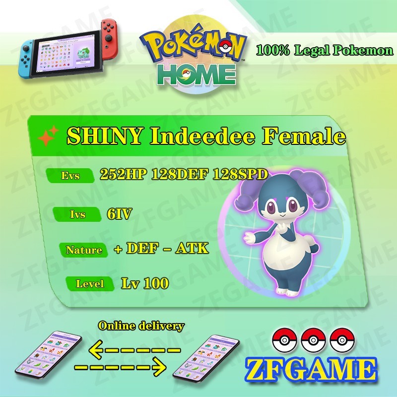 ✨6IV SHINY Indeedee Female + EVS🚀 POKEMON HOME✨Champions✨Online delivery⚡