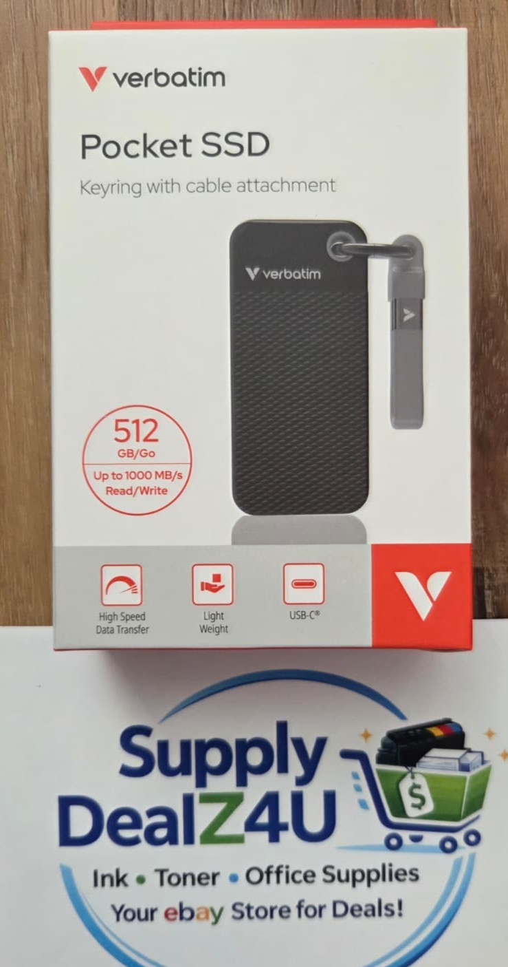 Verbatim 32282 Pocket SSD 512GB USB-C 3.2 Gen 2 1000MB/s Portable Drive NEW