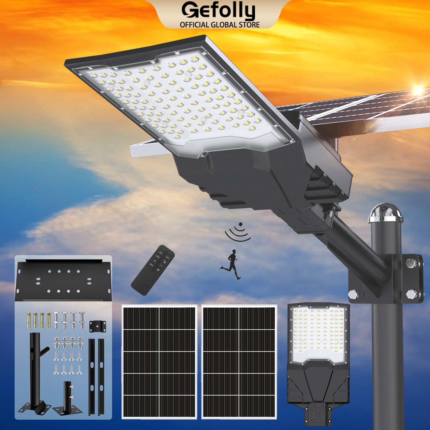 18000W Commercial Parking Lot Light  Solar Street Lights  Dusk to Dawn Outdoor