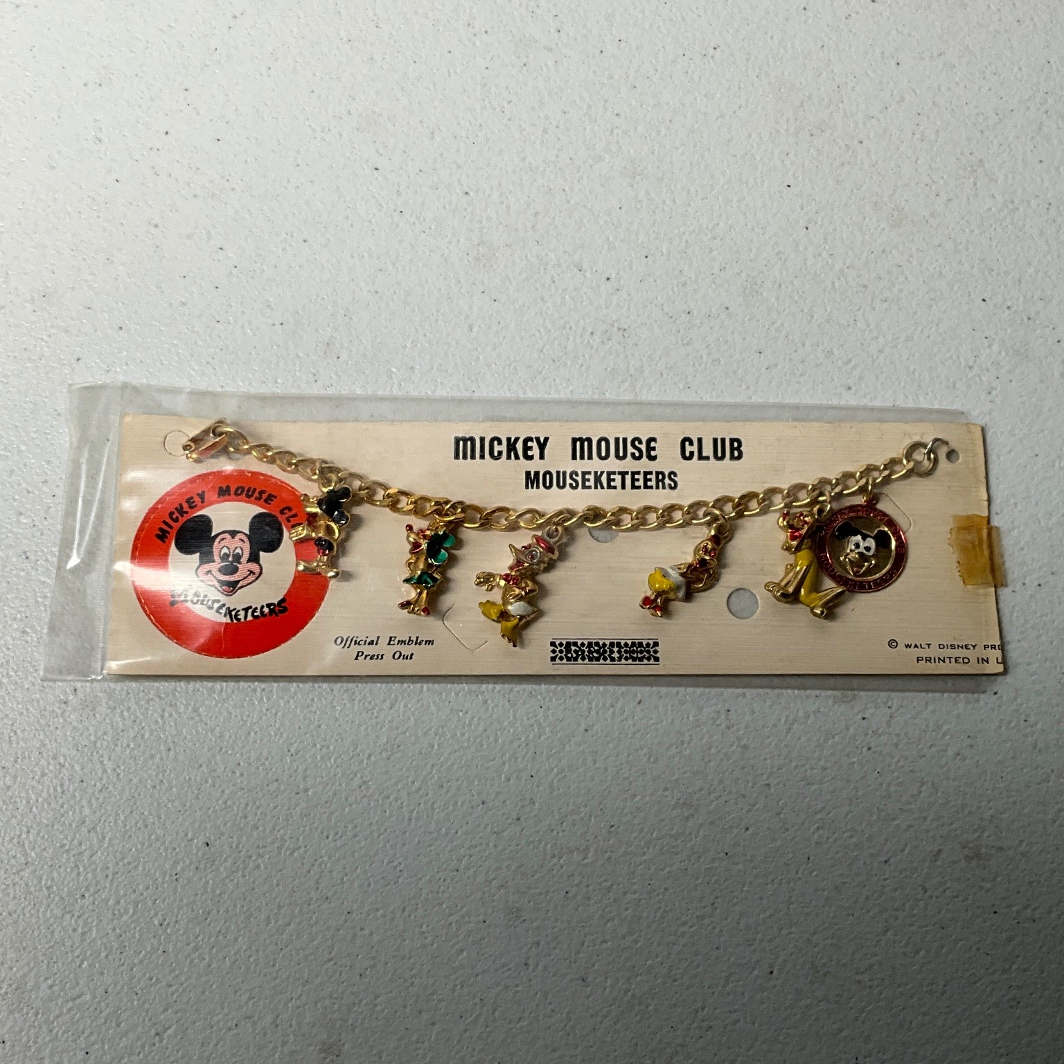 Vintage Disney Mickey Mouse Club Mouseketeers Charm Bracelet NIP Original Card Vintage Disney Mickey Mouse Club Mouseketeers Charm Bracelet NIP Original Card
