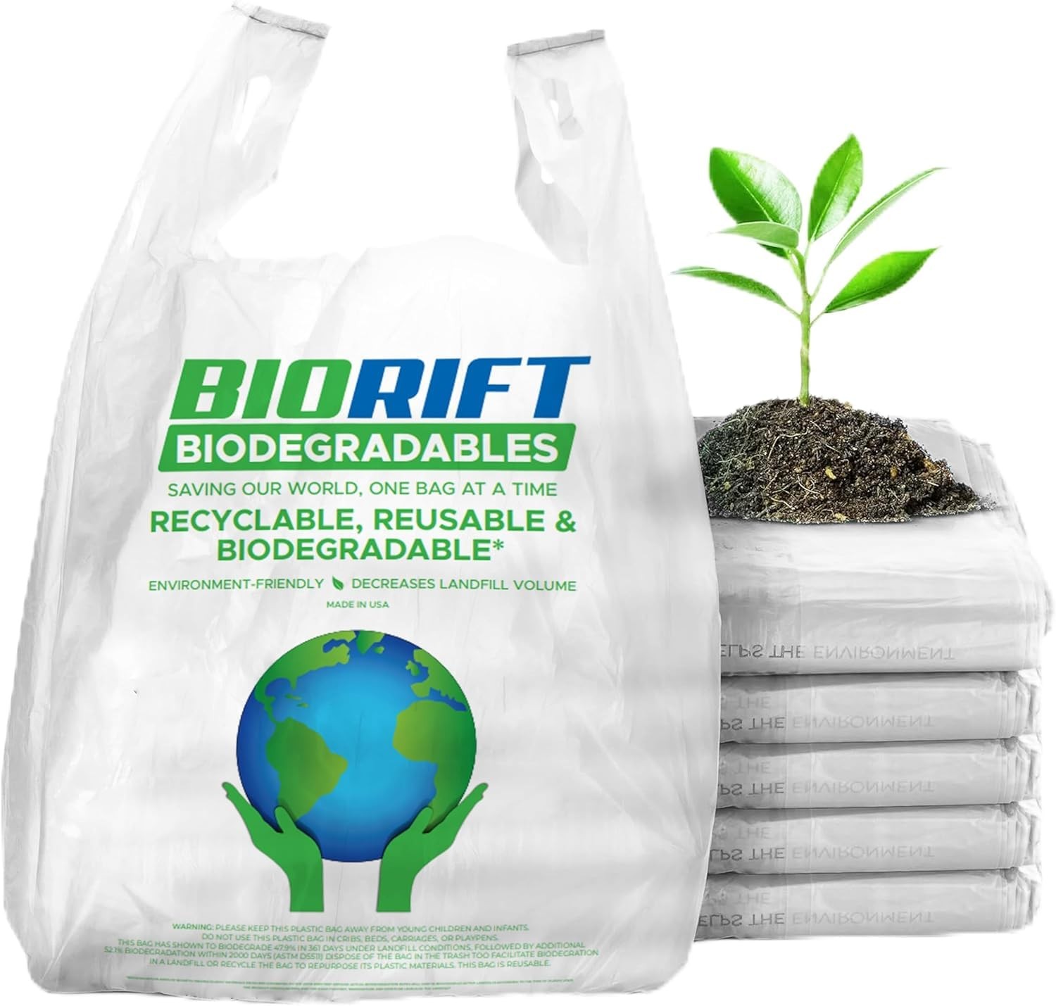 Biodegradable Thank You Bags | 500 Count - Bulk | Extra Thick, Strong, Recycl...