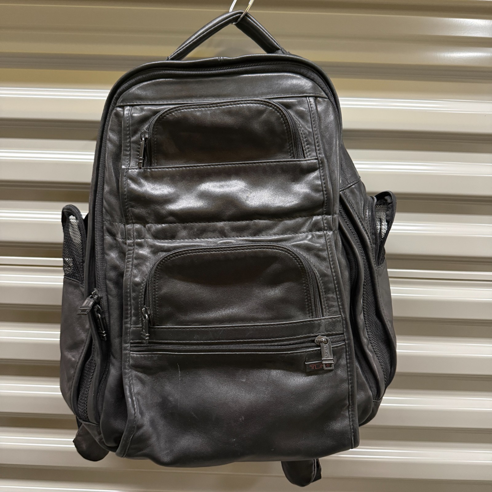 Tumi Genuine Leather Backpack Multi Pocket Vintage Utility Travel Soft