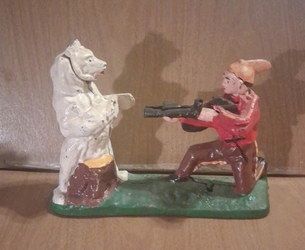 Vintage Cast Iron Indian Shooting Bear Mechanical Bank Vintage Cast Iron Indian Shooting Bear Mechanical Bank