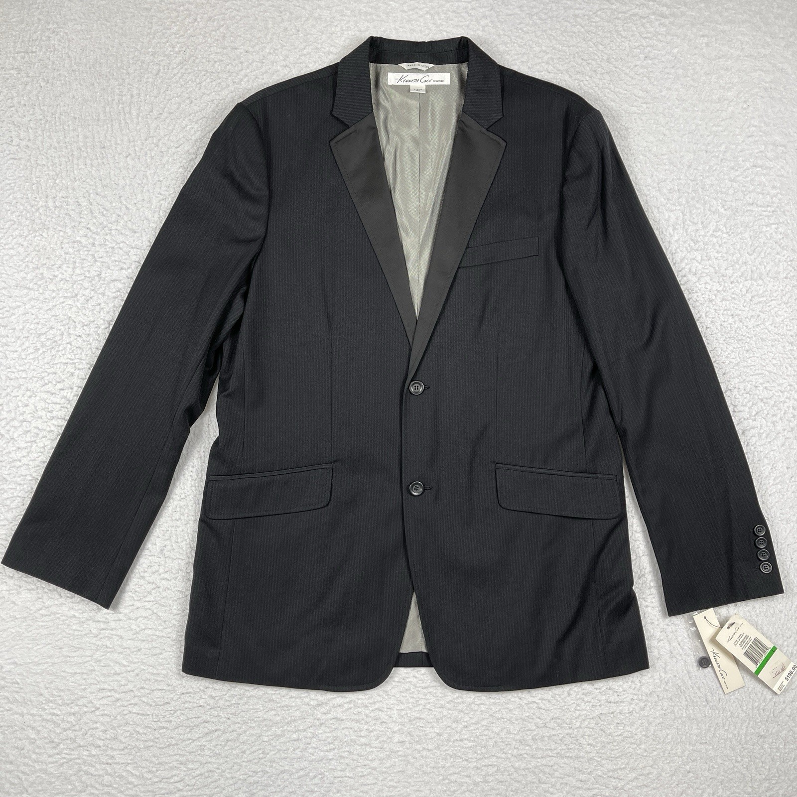 Kenneth Cole Suit Jacket Mens 42 Large Black Striped Casual Office Work Business Kenneth Cole Suit Jacket Mens 42 Large Black Striped Casual Office Work Business