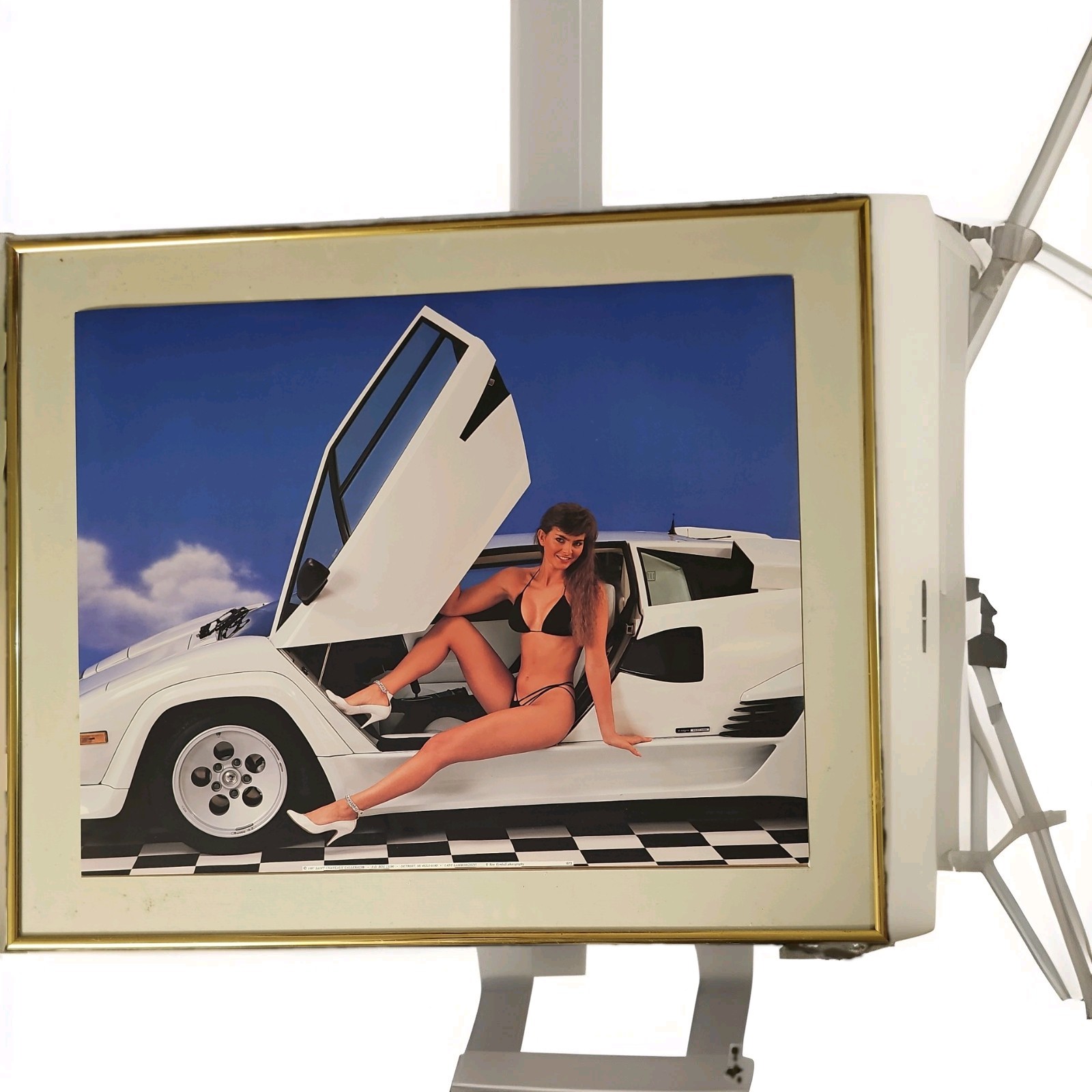 RARE NOS 1987 Ron Kimball LadyLamborghini White Countach 16x20 Print Vault Stock