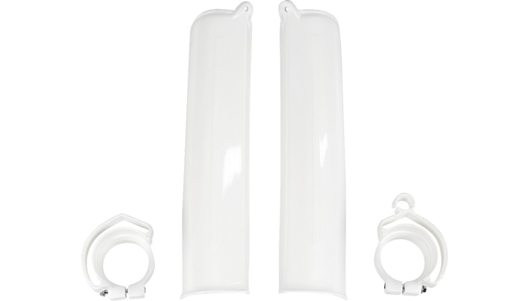 UFO Fork Guards Pair White KT03011#047 for 1990-1992 KTM 250 SX UFO Fork Guards Pair White KT03011#047 for 1990-1992 KTM 250 SX