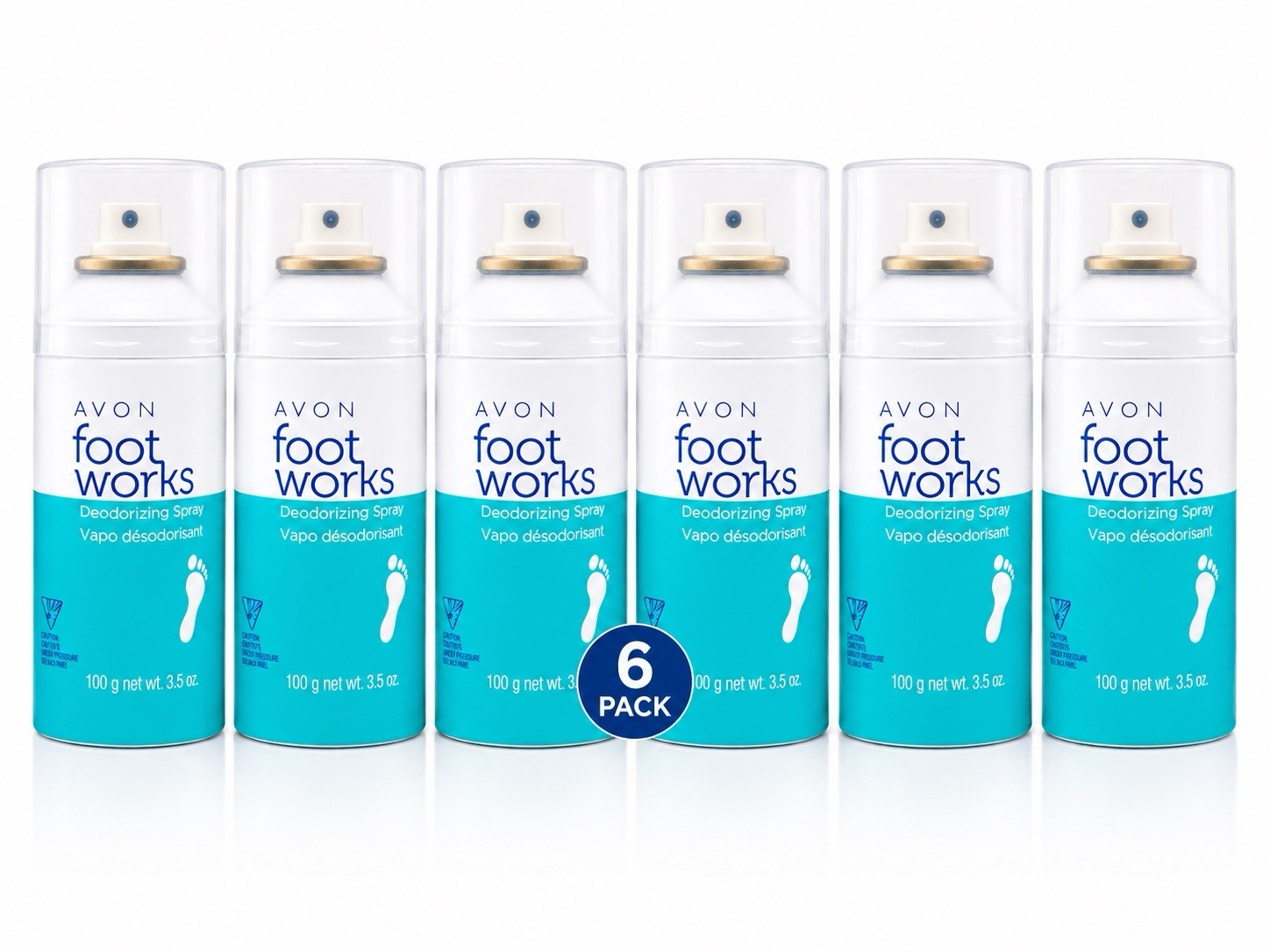 Avon Foot Works Deodorizing Spray 6 Pack 3.5 oz Each Foot Odor Freshener