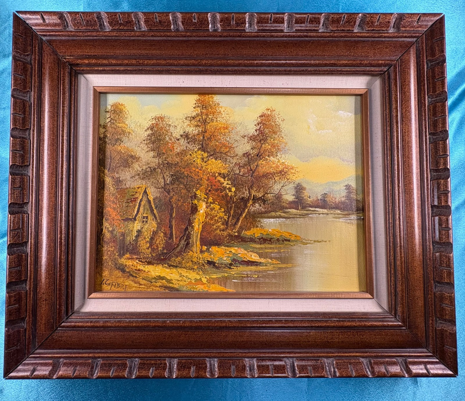 ORIGINAL OIL PAINTING BY IRENE CAFIERI ON CANVAS IN WOODEN FRAME