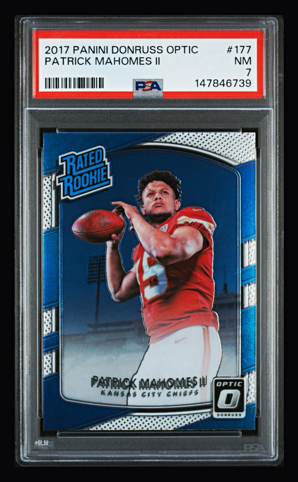 2017 Panini Donruss Optic Patrick Mahomes II Rated Rookie #177 PSA 7 Chiefs 2017 Panini Donruss Optic Patrick Mahomes II Rated Rookie #177 PSA 7 Chiefs