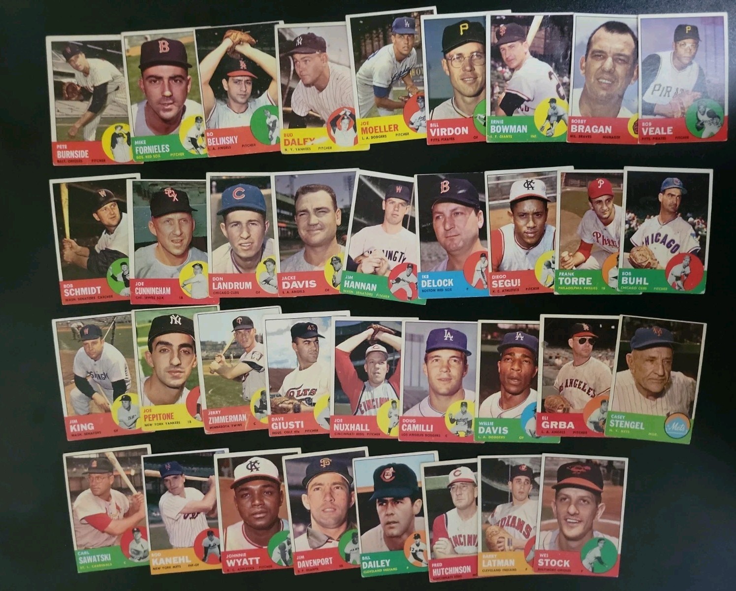 1963 Topps Baseball Card Lot - 35 Different - W/ Pete Burnside and Wes Stock