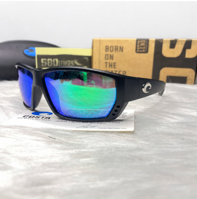 HOT TREND Costa Tuna Alley 580P Polarized Sunglasses Black Frame Blue Mirror NEW
