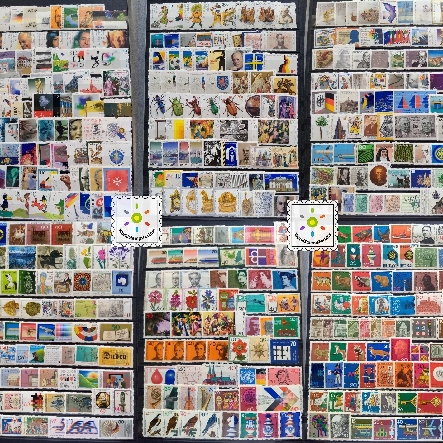 Germany Stamp Collection MNH - Each Lot: 100 Different in Full Sets and Singles