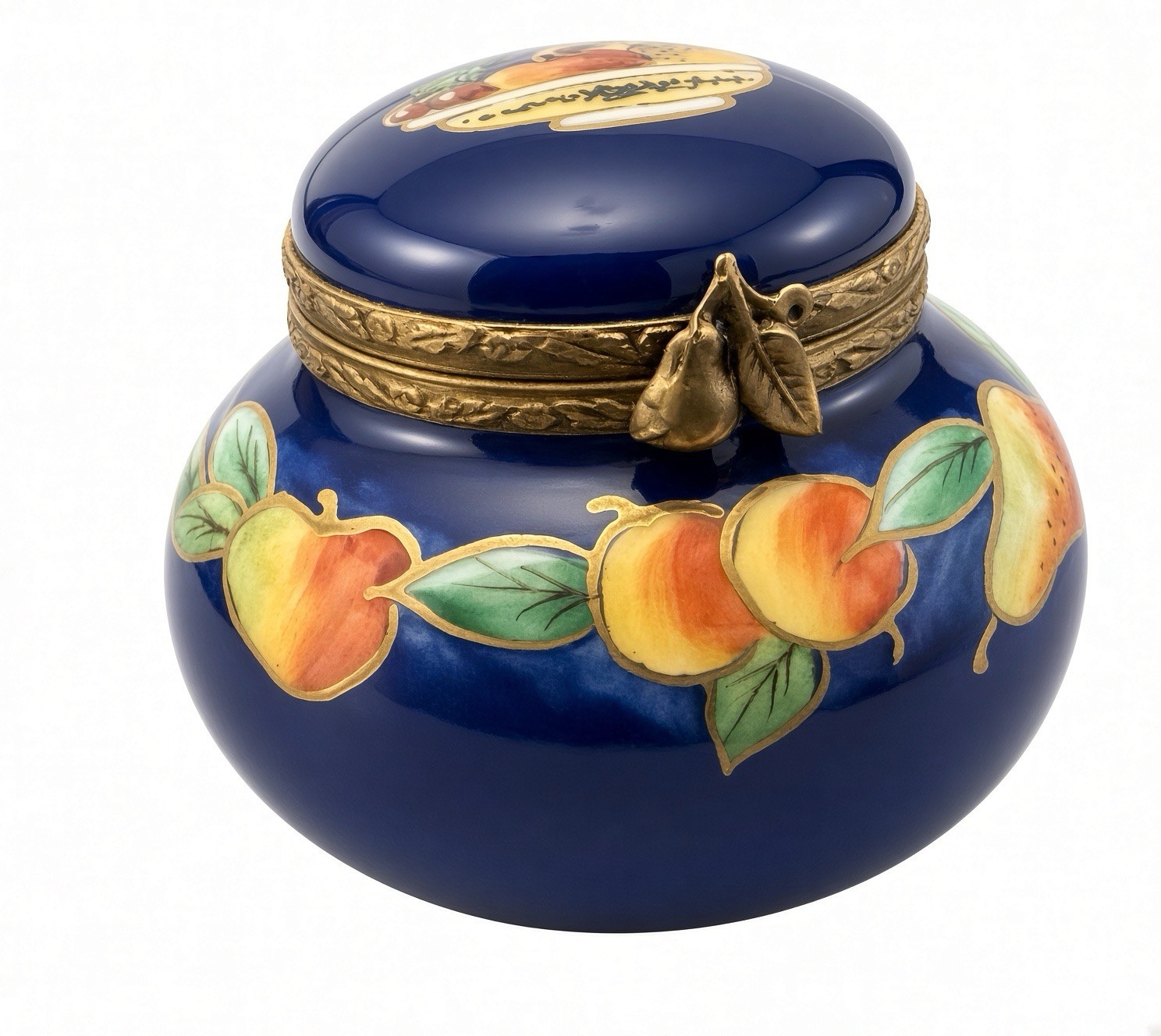 NWOB France Limoges Peint Main Inkwell Dark Blue With Fruit Box W/ COA NWOB France Limoges Peint Main Inkwell Dark Blue With Fruit Box W/ COA