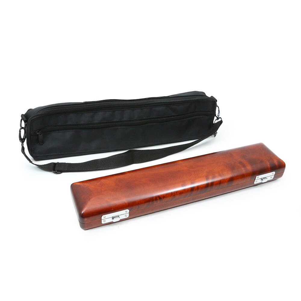Portable Yinfente 17Hole Flute Case Solid Wood Waterproof Safe lock and Soft Bag