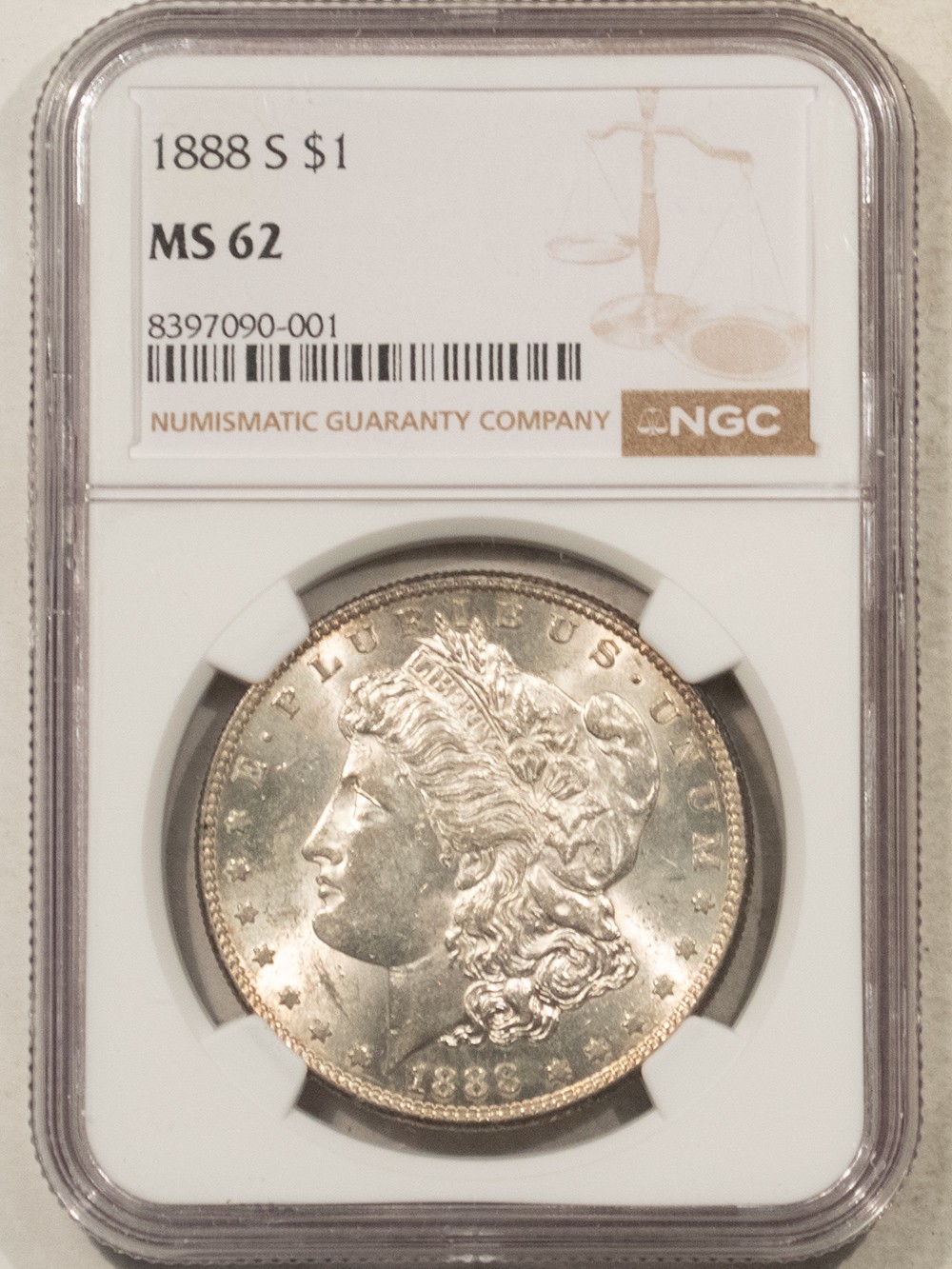 1888-S $1 MORGAN DOLLAR - NGC MS-62 1888-S $1 MORGAN DOLLAR - NGC MS-62