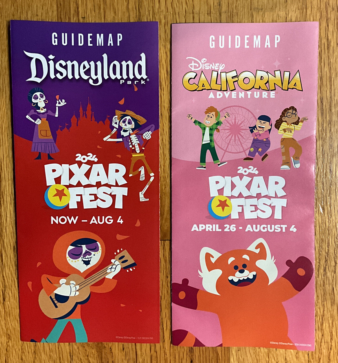 Disneyland & DCA Park Guide Maps Pixar Fest 2024 April - August Coco Turning Red
