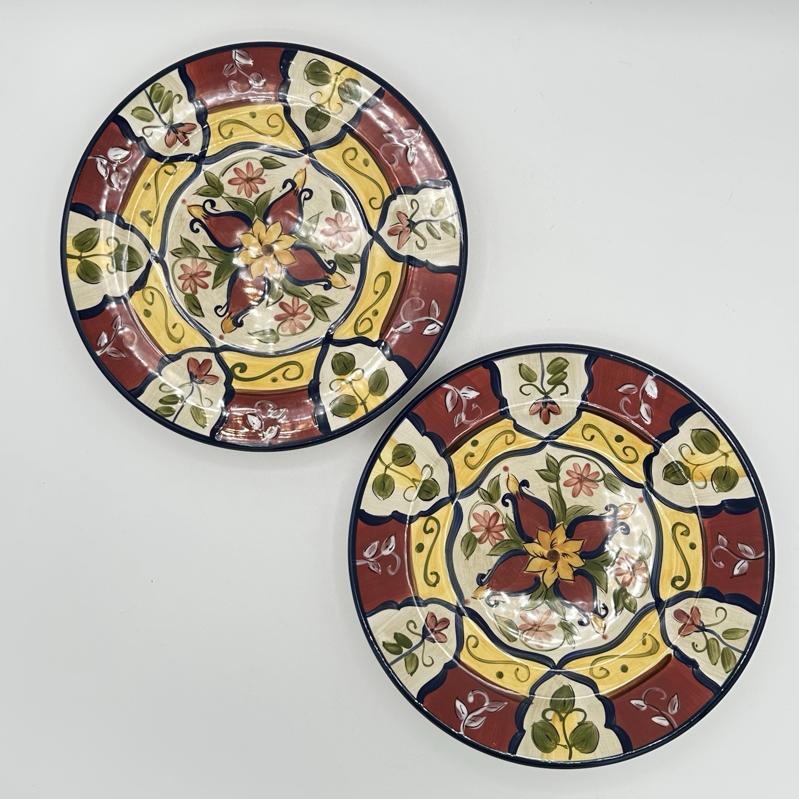 Pier 1 Vallarta Pattern Handpainted Earthenware Set of 2 Salad Plates 9 Inch Pier 1 Vallarta Pattern Handpainted Earthenware Set of 2 Salad Plates 9 Inch