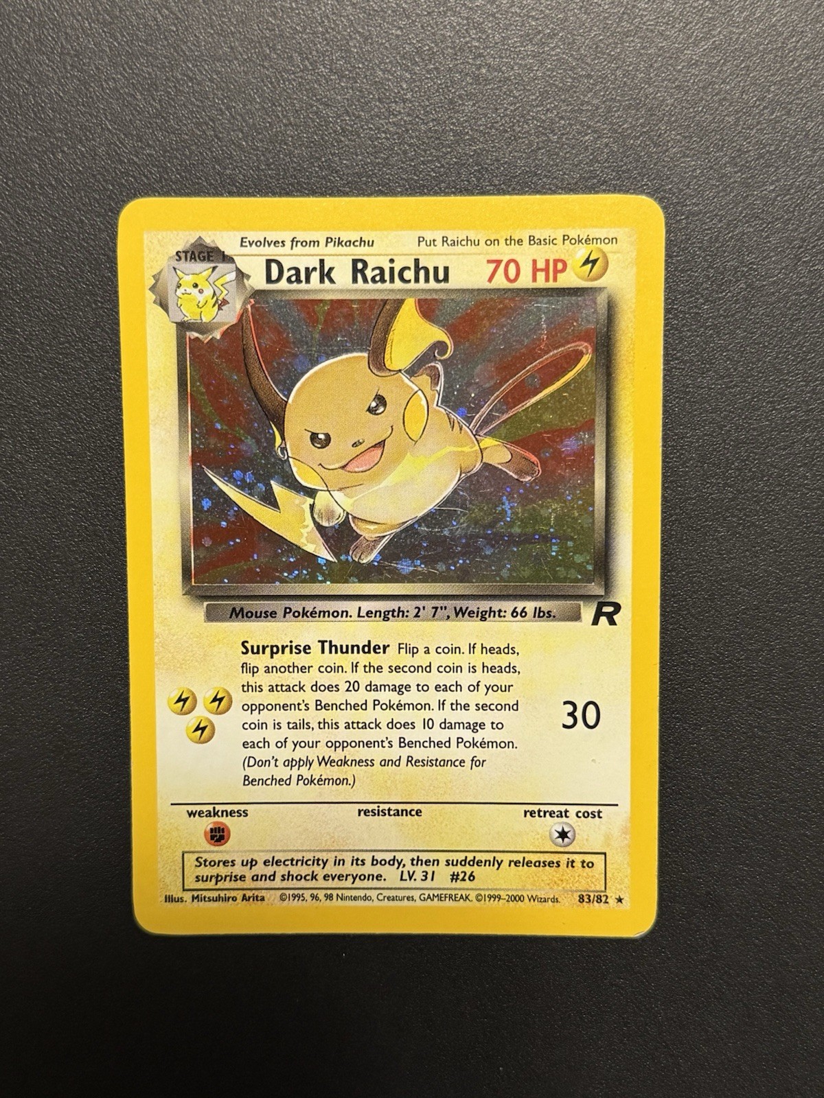 Pokémon TCG Dark Raichu 83/82 Team Rocket Holo Secret Rare Unlimited English Pokémon TCG Dark Raichu 83/82 Team Rocket Holo Secret Rare Unlimited English