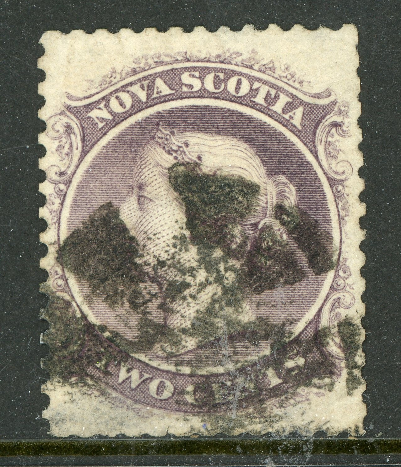 GANDALF - Canada 1860 Nova Scotia 2¢ Grey Purple Scott #9 Halifax Cancel Z183