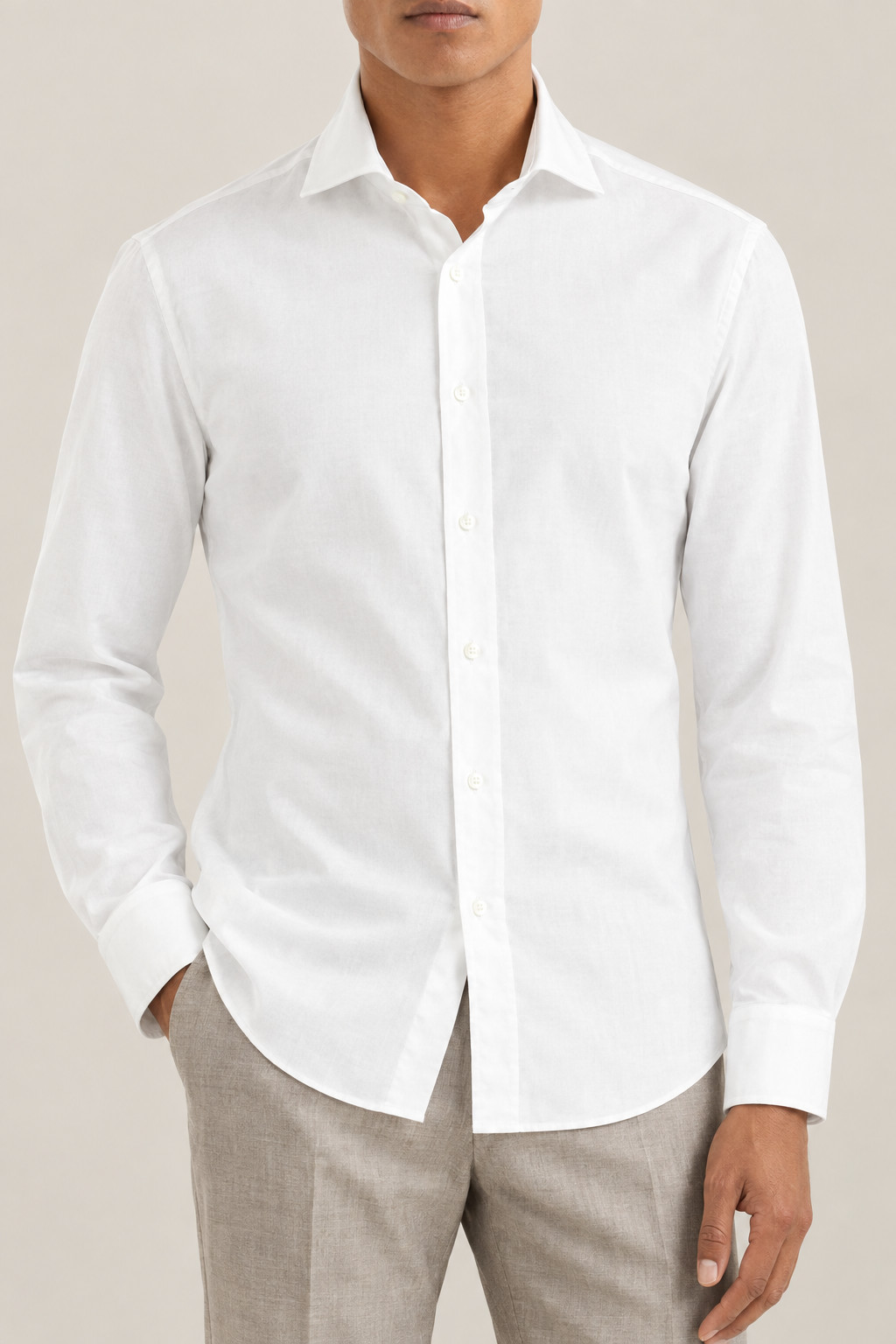 BRUNELLO CUCINELLI MEN\'S WHITE COTTON DRESS SHIRT MSRP $655 SIZE M