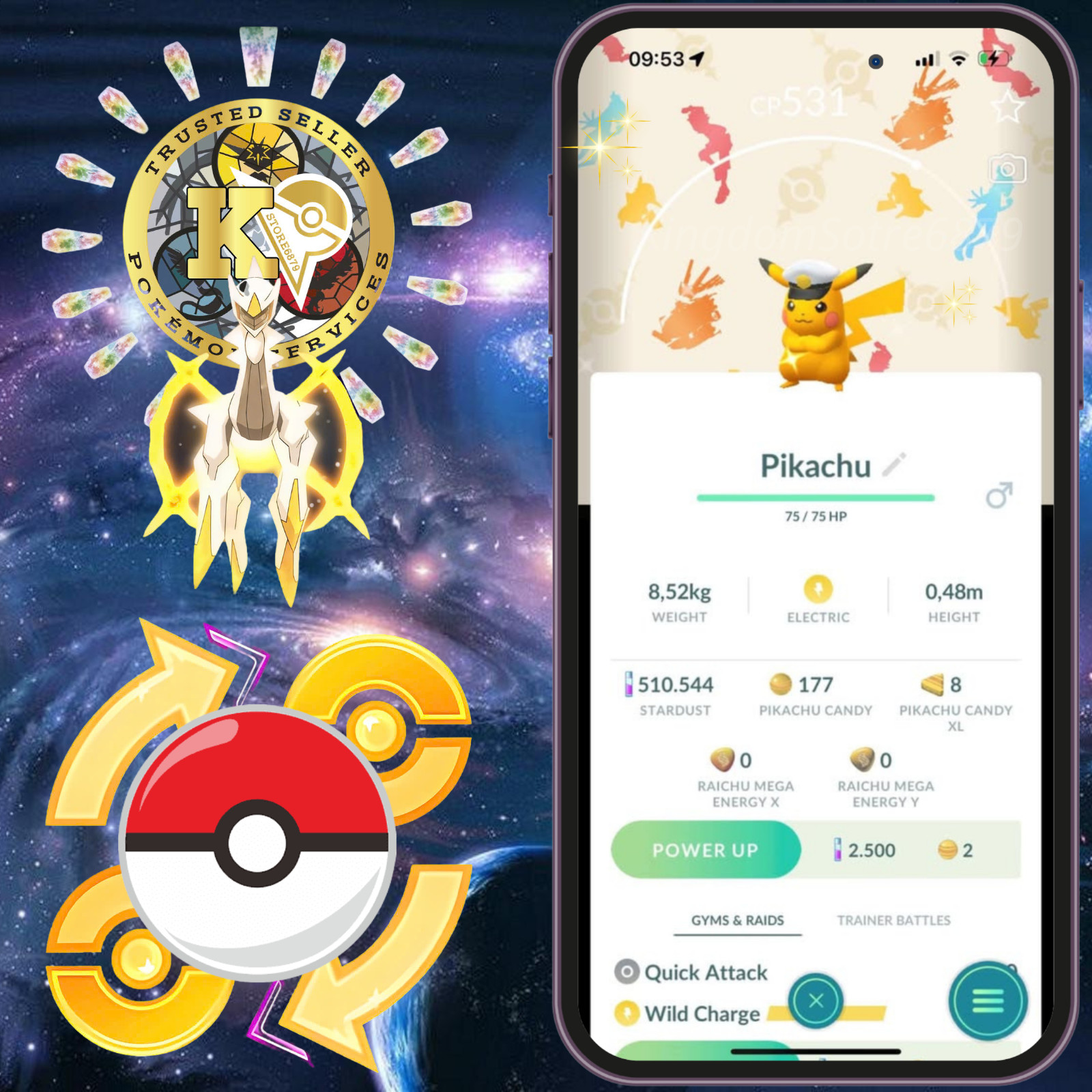 Shiny Pikachu wearing Cap’s hat — Celebration 2026 Special Background—Digital♻️
