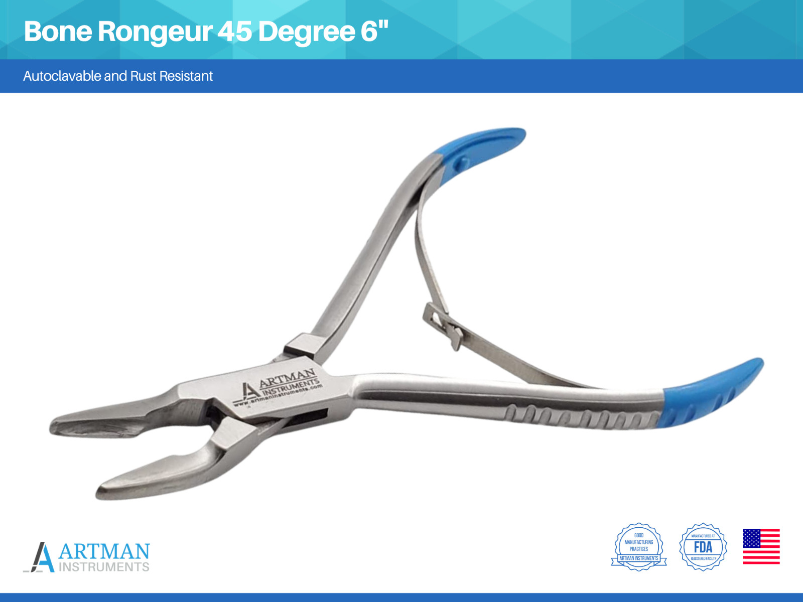 Bone Rongeur 45 Degree 6 Inch Surgical Dental Instruments ARTMAN Bone Rongeur 45 Degree 6 Inch Surgical Dental Instruments ARTMAN