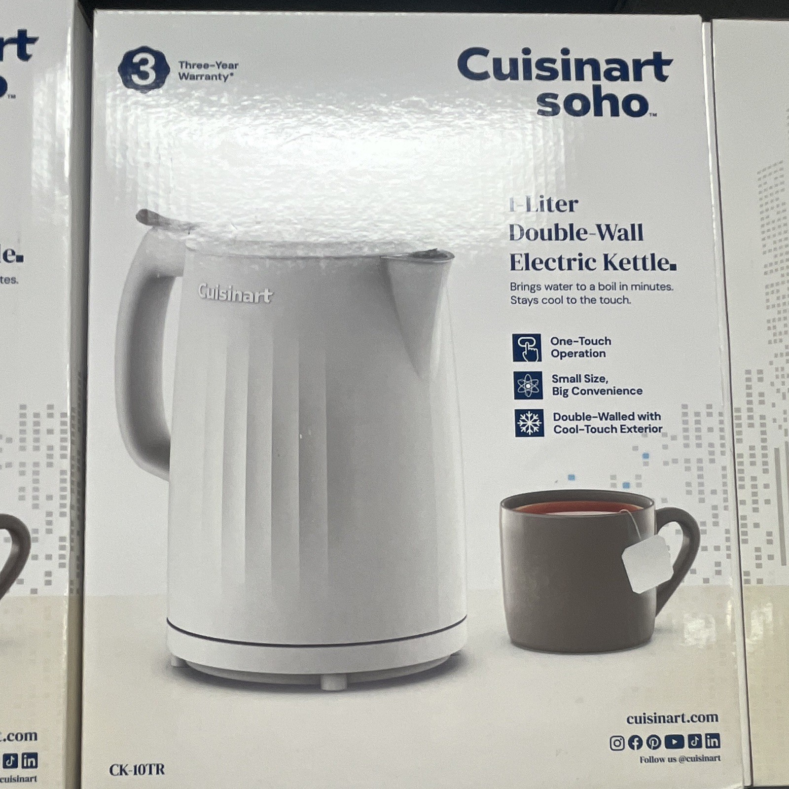 Cuisinart Soho 1L Cordless Electric Kettle Double Wall One-Touch White CK-10TR Cuisinart Soho 1L Cordless Electric Kettle Double Wall One-Touch White CK-10TR