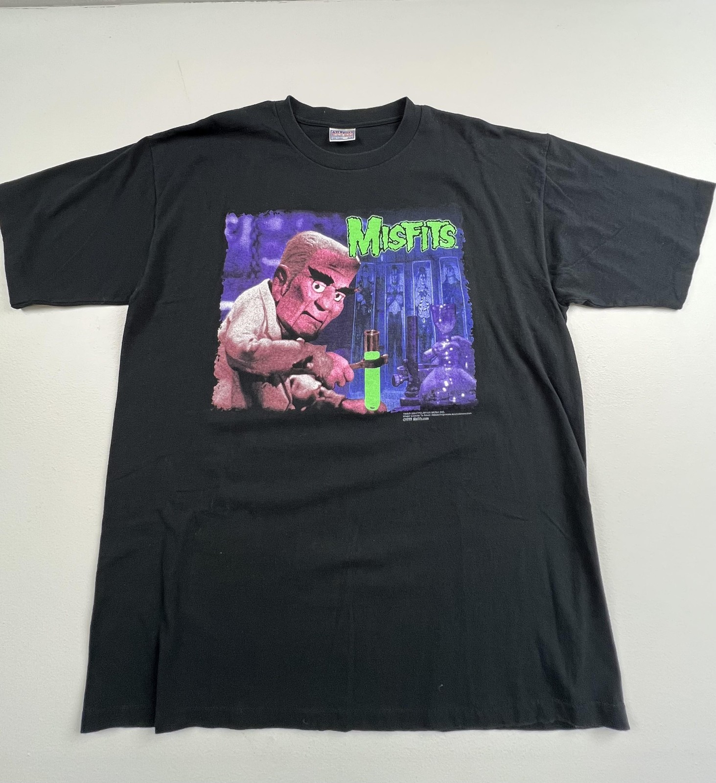 Vintage All Sport Shirt Mens XL Black Misfits Mad Monster Party Graphic Tee 1999