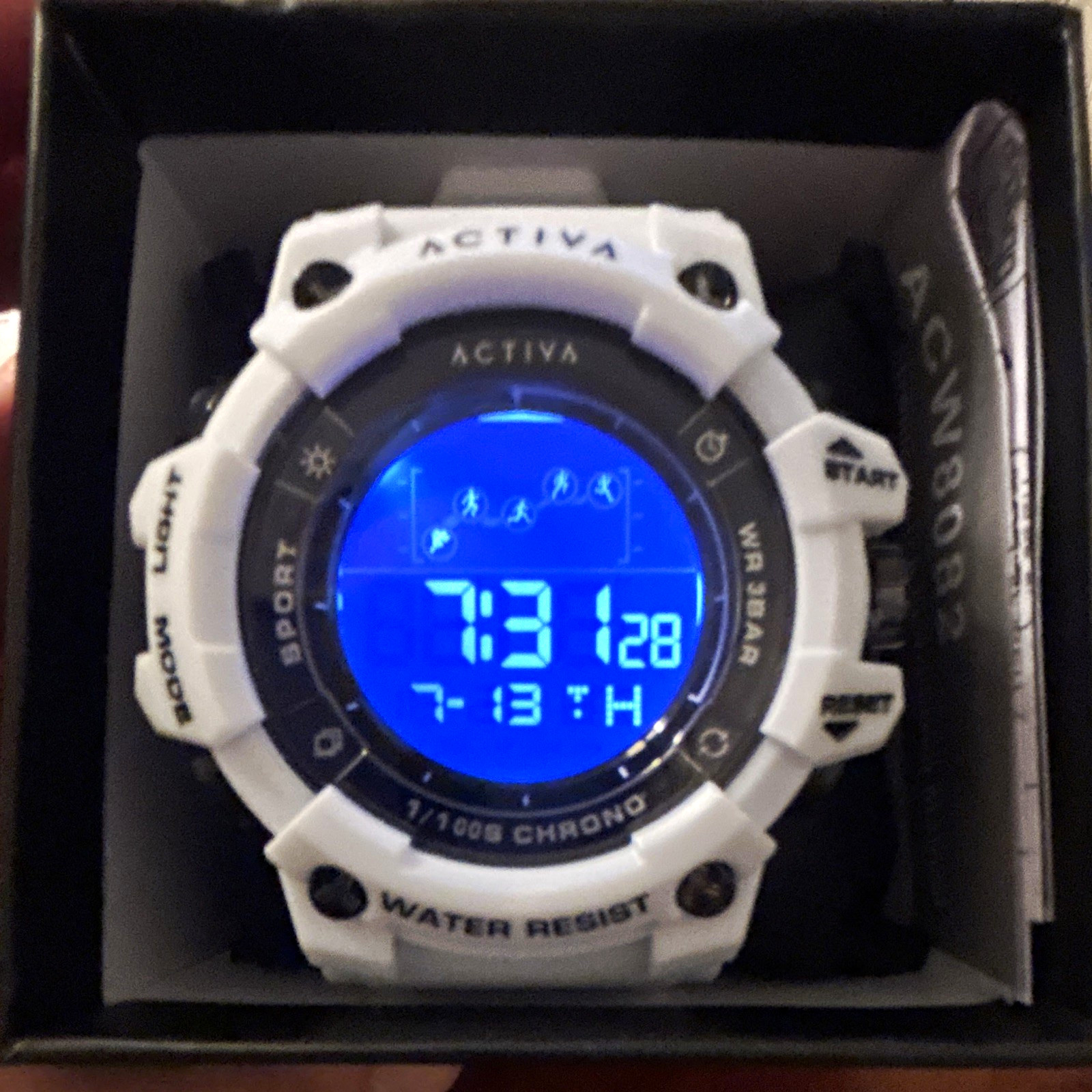 Activa Chrono Digital Sport Watch Backlight Chronograph WR 5 BAR w/ Box Activa Chrono Digital Sport Watch Backlight Chronograph WR 5 BAR w/ Box