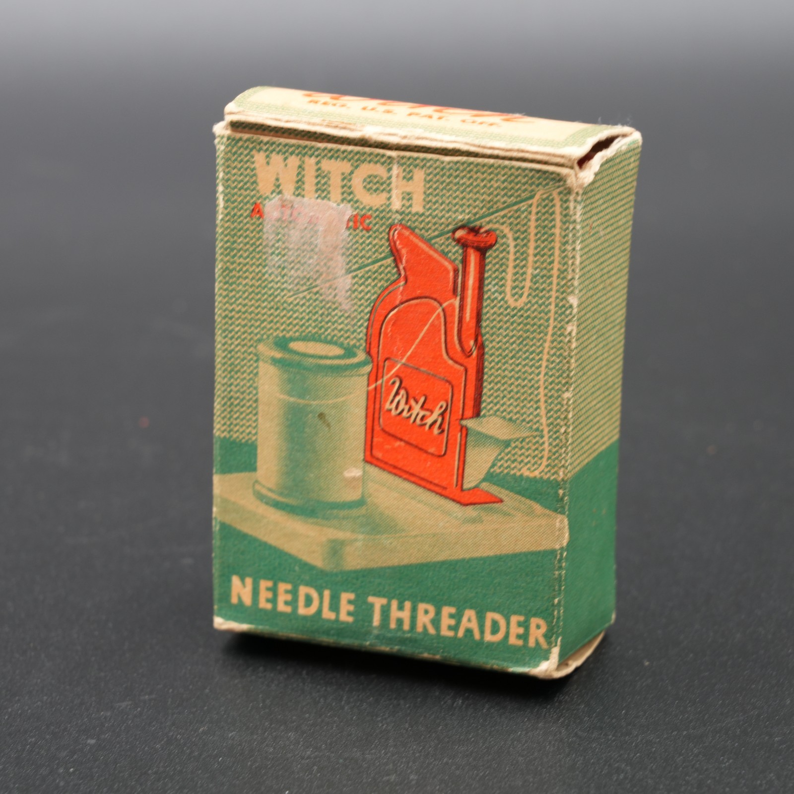 Vintage Witch Automatic Needle Threader Red Plastic with Original Box 1940s-50s
