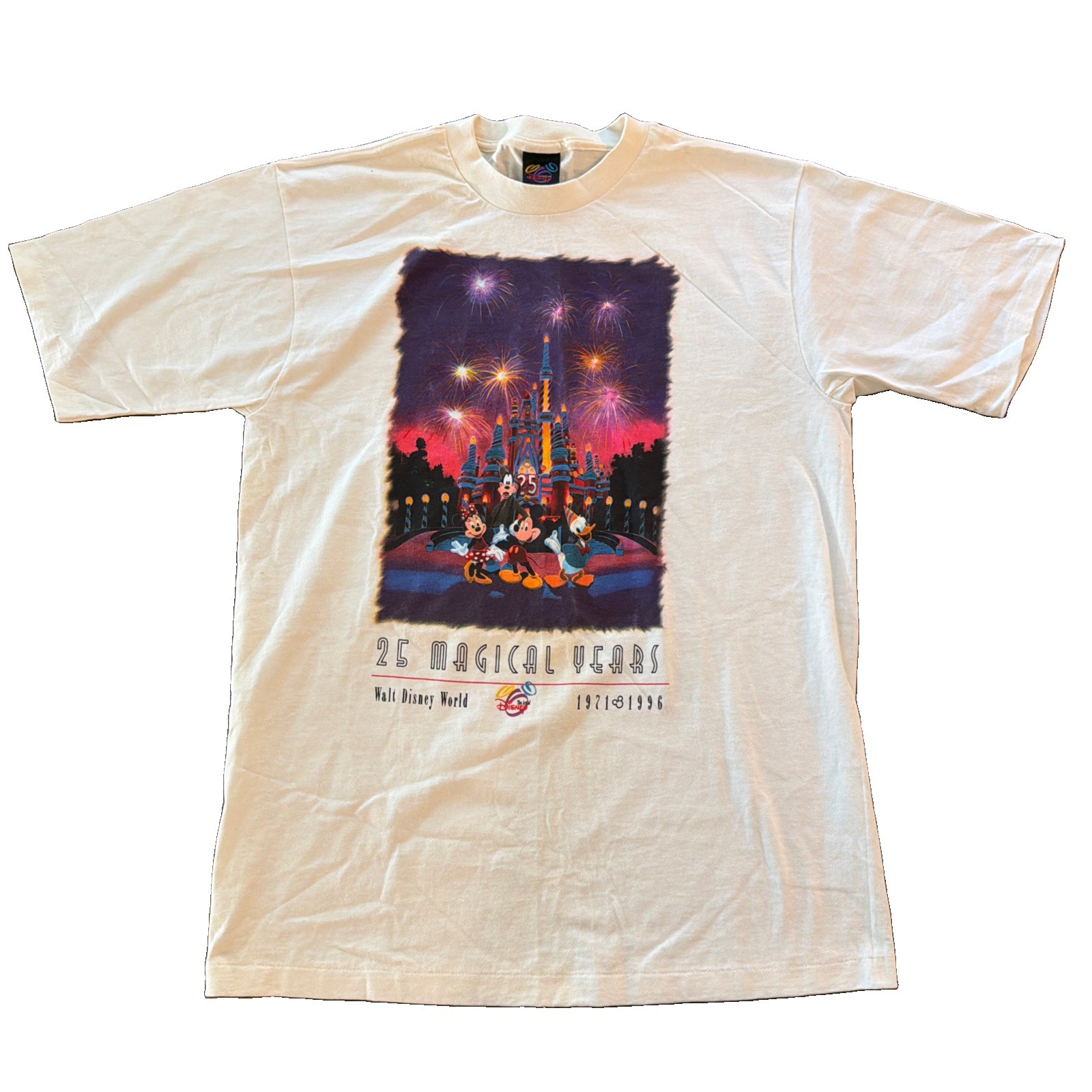 Vintage 1996 Walt Disney World 25 Magical Years T Shirt Large White 90s