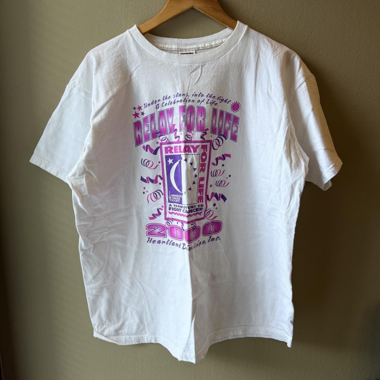 Vintage Y2K 2000 Relay For Life Graphic Tee XL Pink Purple Vintage Y2K 2000 Relay For Life Graphic Tee XL Pink Purple