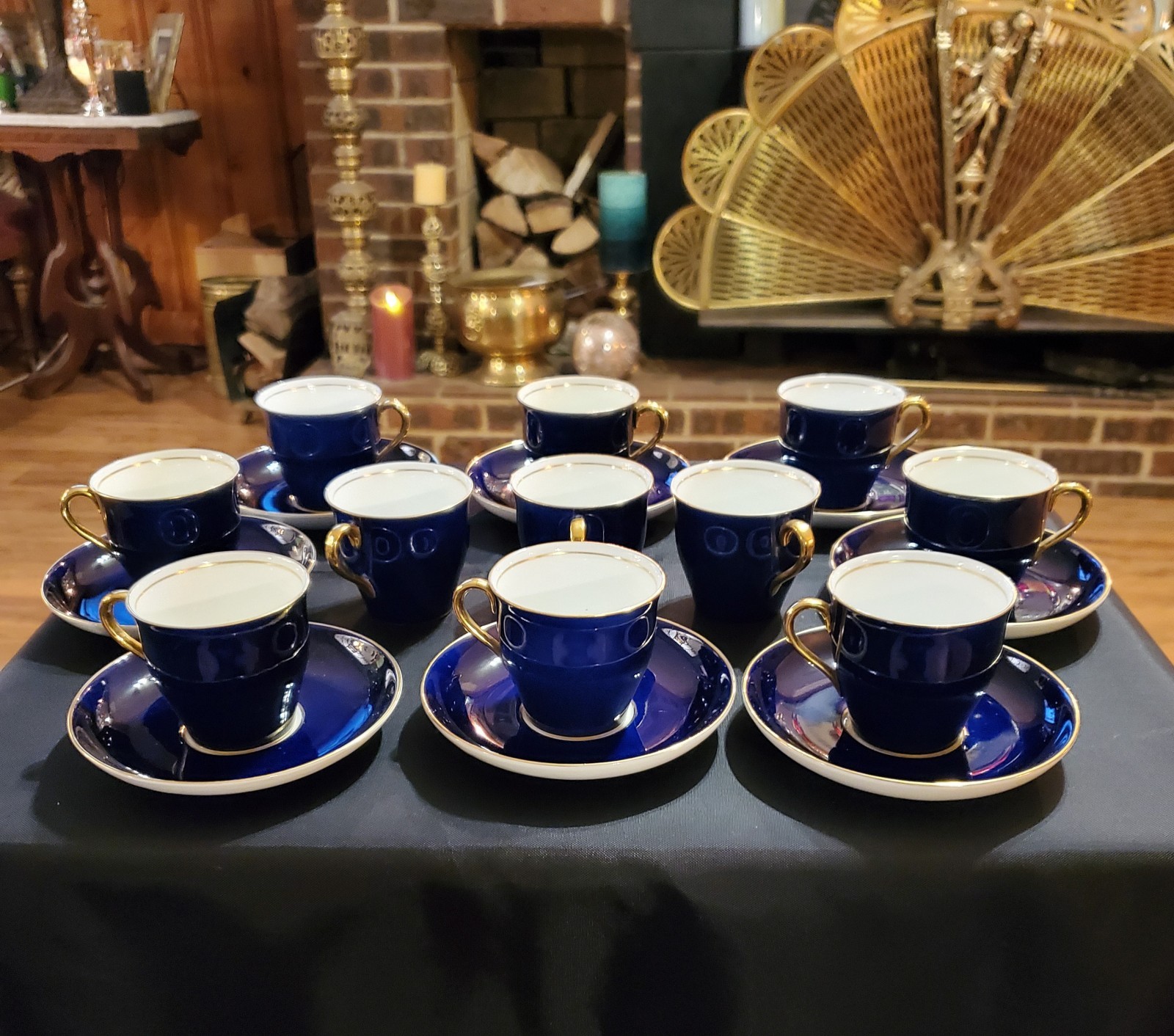 Rare Antique Aynsley Cobalt Blue And Gold English Bone China Demitasse Set Rare Antique Aynsley Cobalt Blue And Gold English Bone China Demitasse Set