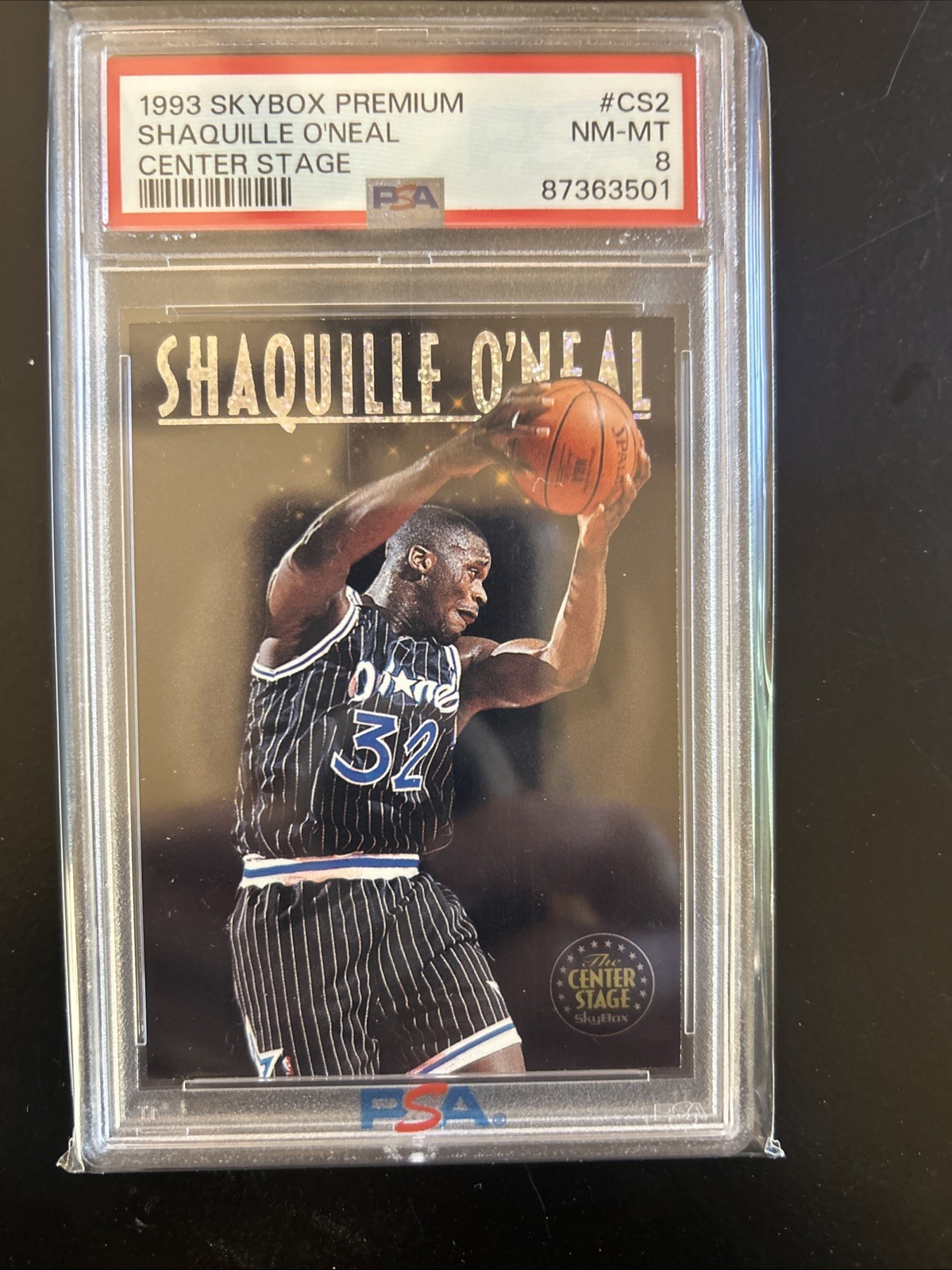 1993-94 Skybox Premium - The Center Stage Shaquille O'Neal #CS2 PSA 8 1993-94 Skybox Premium - The Center Stage Shaquille O'Neal #CS2 PSA 8