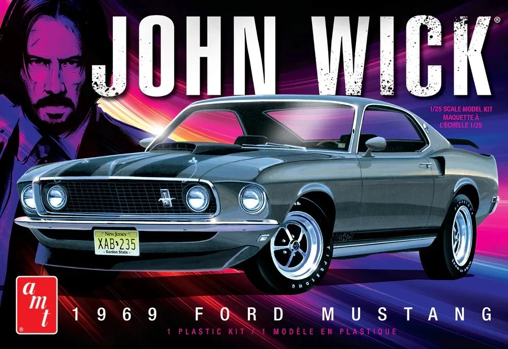 AMT JOHN WICK 1969 FORD MUSTANG 1/25 SCALE MODEL KIT #1454~NEW in SEALED BOX