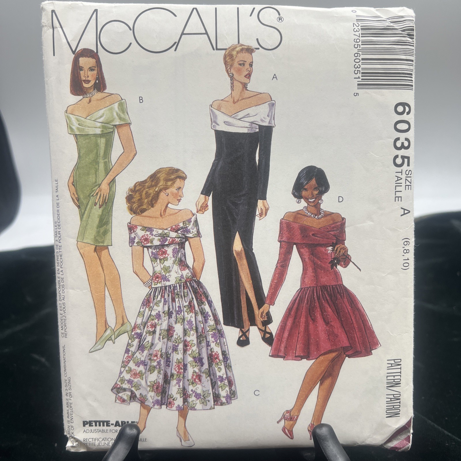 1990's McCall's Misses Gown Dress Pattern 6035 Sz 6-10 UNCUT Off Shoulder Formal 1990's McCall's Misses Gown Dress Pattern 6035 Sz 6-10 UNCUT Off Shoulder Formal