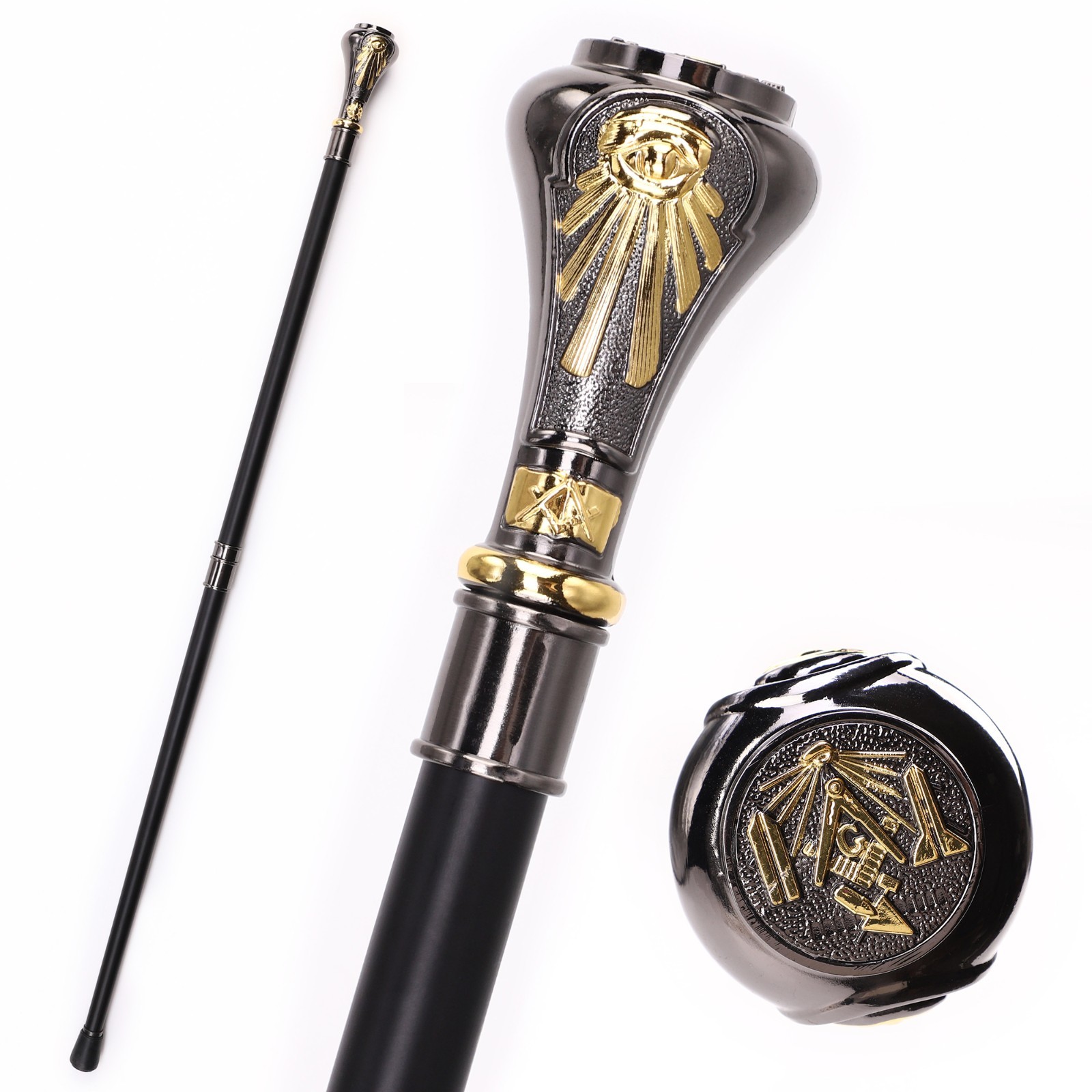 Hejiu 36.61 inch Black & Gold Walking Cane Decorative Stick Hejiu 36.61 inch Black & Gold Walking Cane Decorative Stick