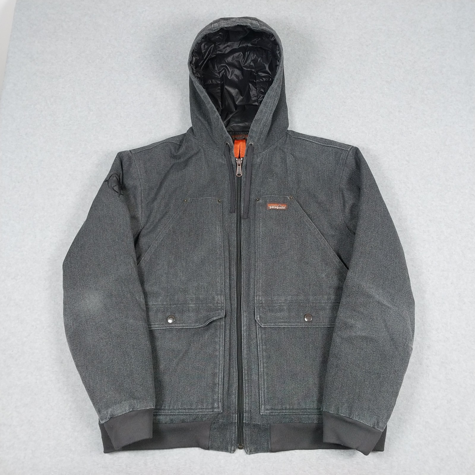 Patagonia Jacket Mens Large Ink Black Iron Forge Hemp Canvas Hooded Work