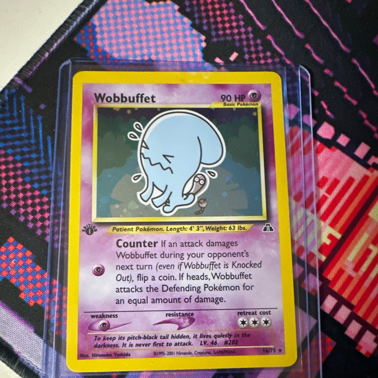 Pokémon TCG Wobbuffet 16/75 Neo Discovery 1st Edition Holo Rare English 90HP Pokémon TCG Wobbuffet 16/75 Neo Discovery 1st Edition Holo Rare English 90HP